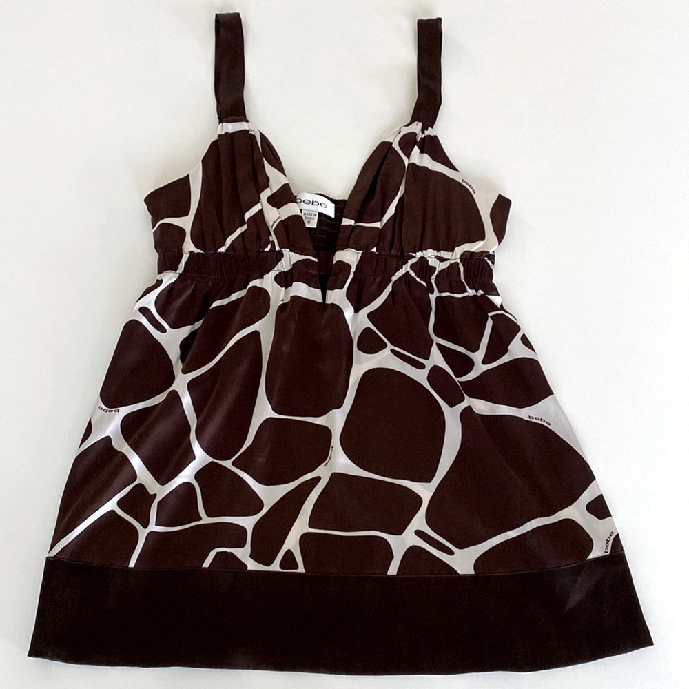 Bebe Top Sexy Brown White